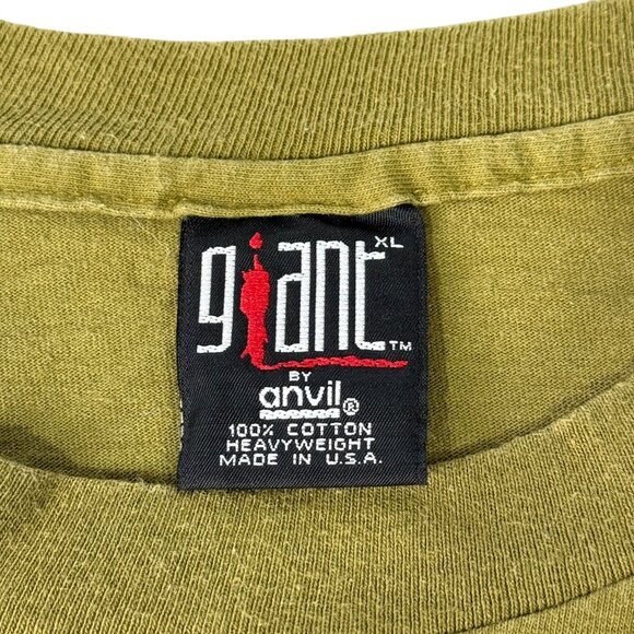 Vintage 90s Giant By Anvil Eagles Graphic Tee Olive Green XL Single Stitch 100% - Picture 4 of 6